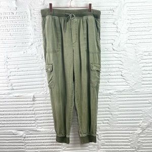 American Eagle Utility Joggers High Waist Olive Green 100% Lyocell Drapey Size L